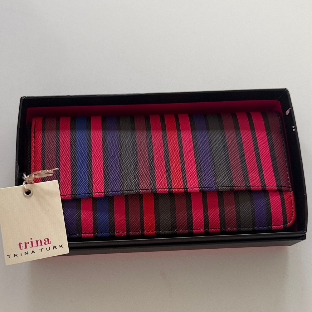 Trina Turk Striped Wallet - Red, Blue, Black- New with Tags